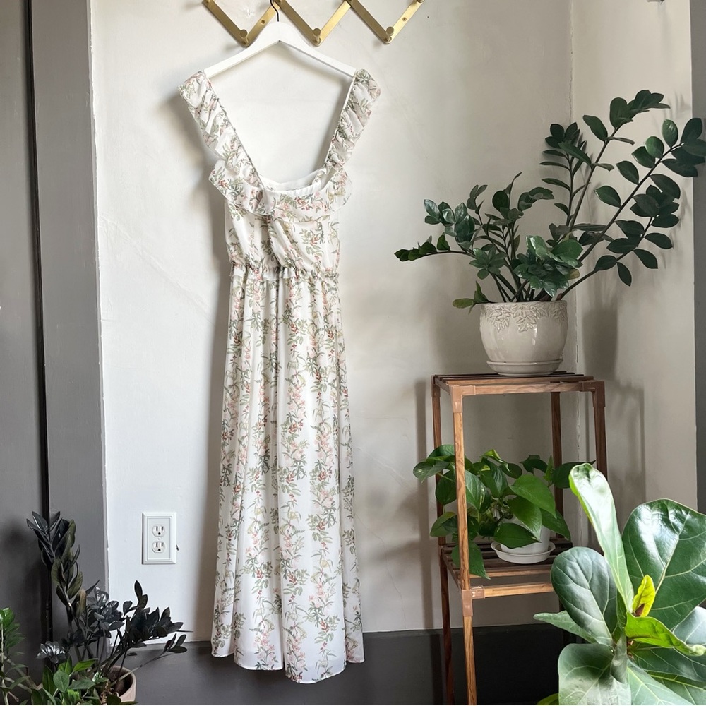Gal Meets Glam Isabella Floral Stripe Cross Back Maxi Dress - Picture 10 of 12